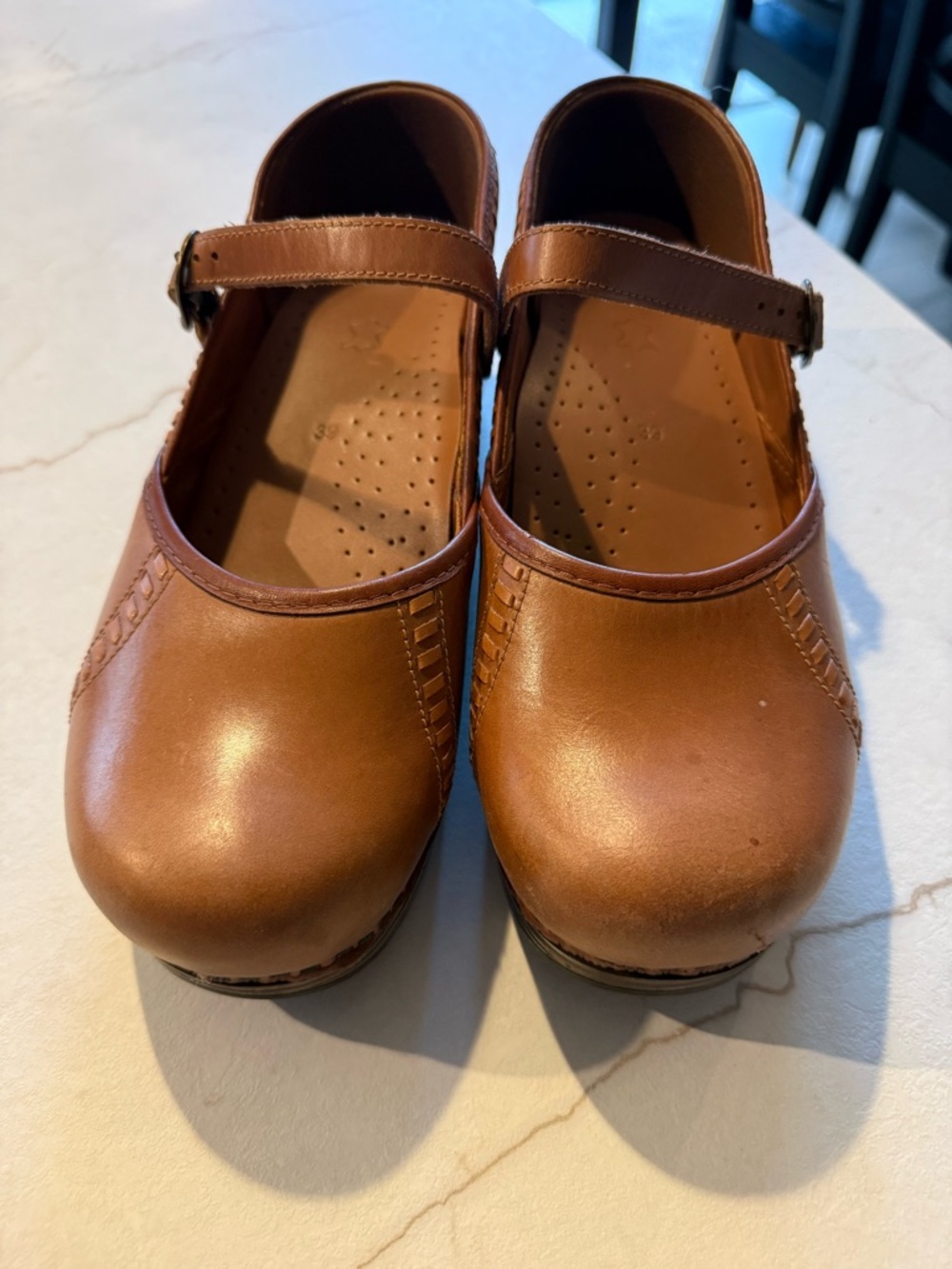 Dansko Women's Brown Leather Mary Jane Clogs